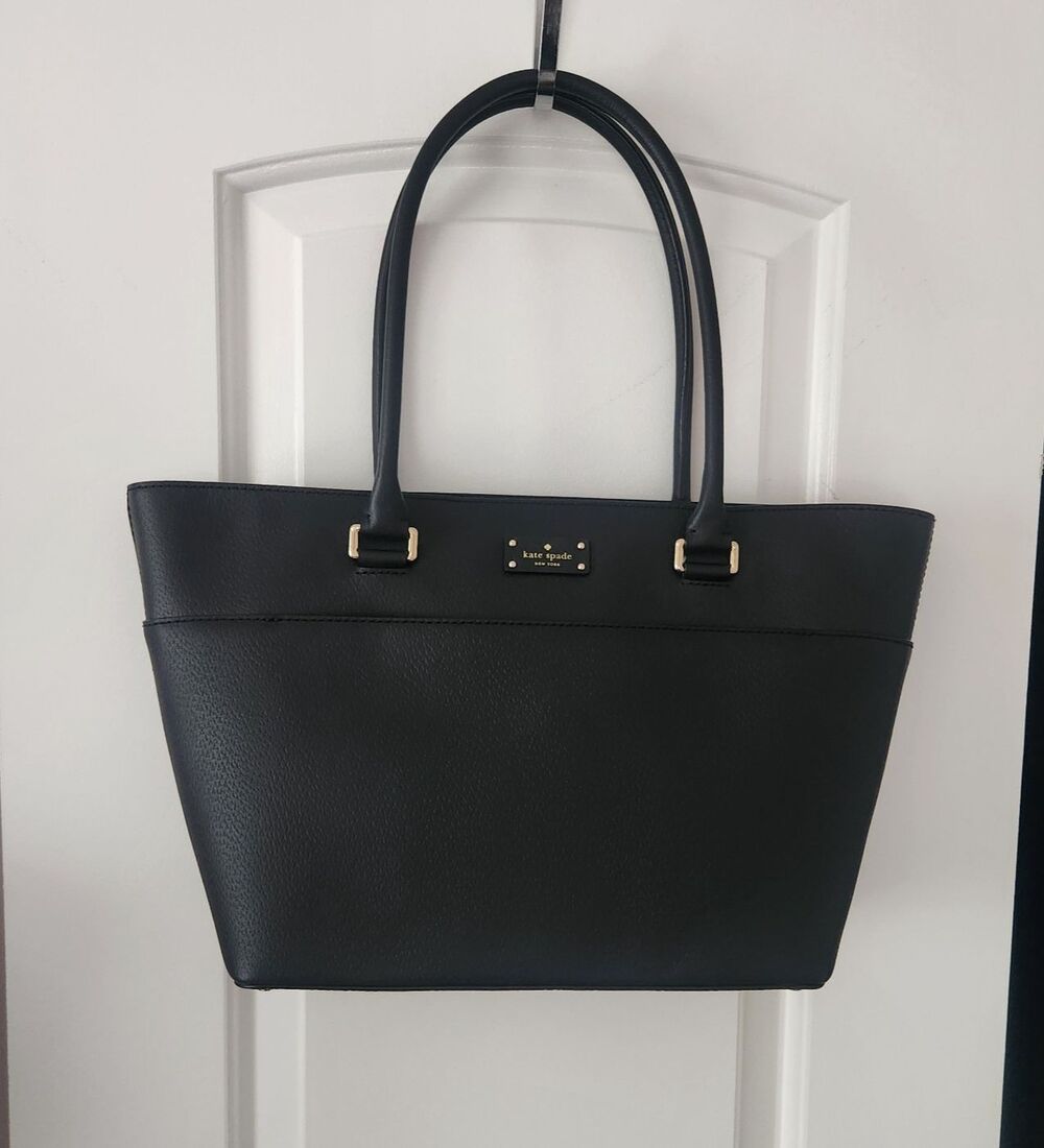 NWOT Kate Spade Black 100% LEATHER Grove Street Large Margareta Tote Bag